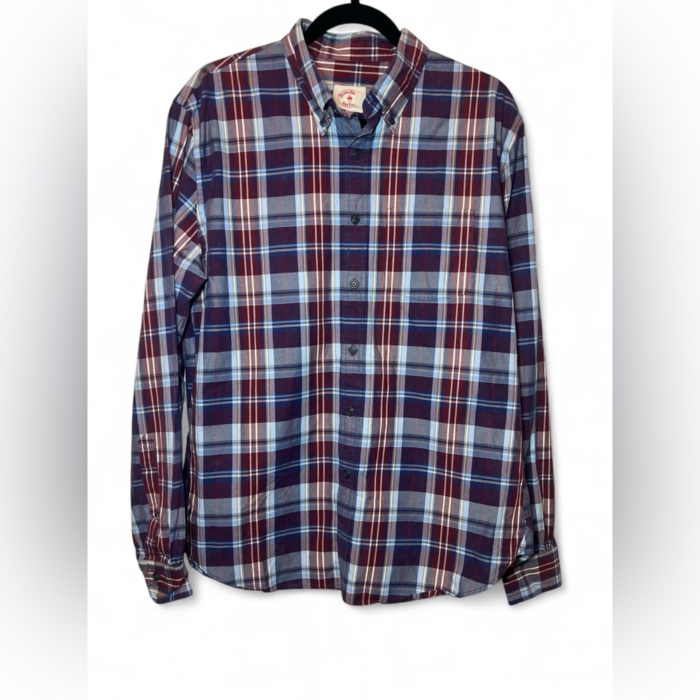 Brooks Brothers "Red‎ Fleece" Cotton Plaid Medium Weight Button Down Long Sleeve